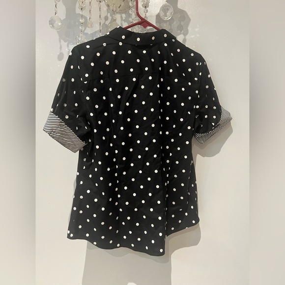 Talbots Black and White Polka Dot Blouse A029 - Picture 4 of 4